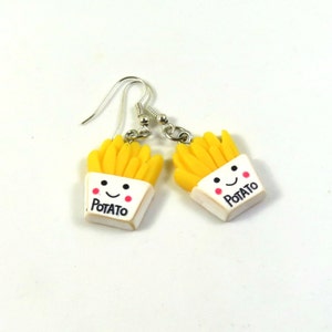 Fries earrings, Potatoe fries earrings, Smiley fries earrings, Hanging earrings, Food jewelry, Food earrings