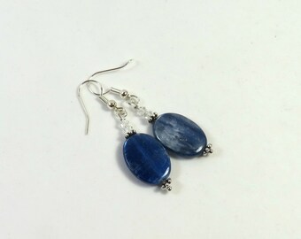 Kyanite earrings, gemstone earrings, sparkly earrings, Blue stone earrings