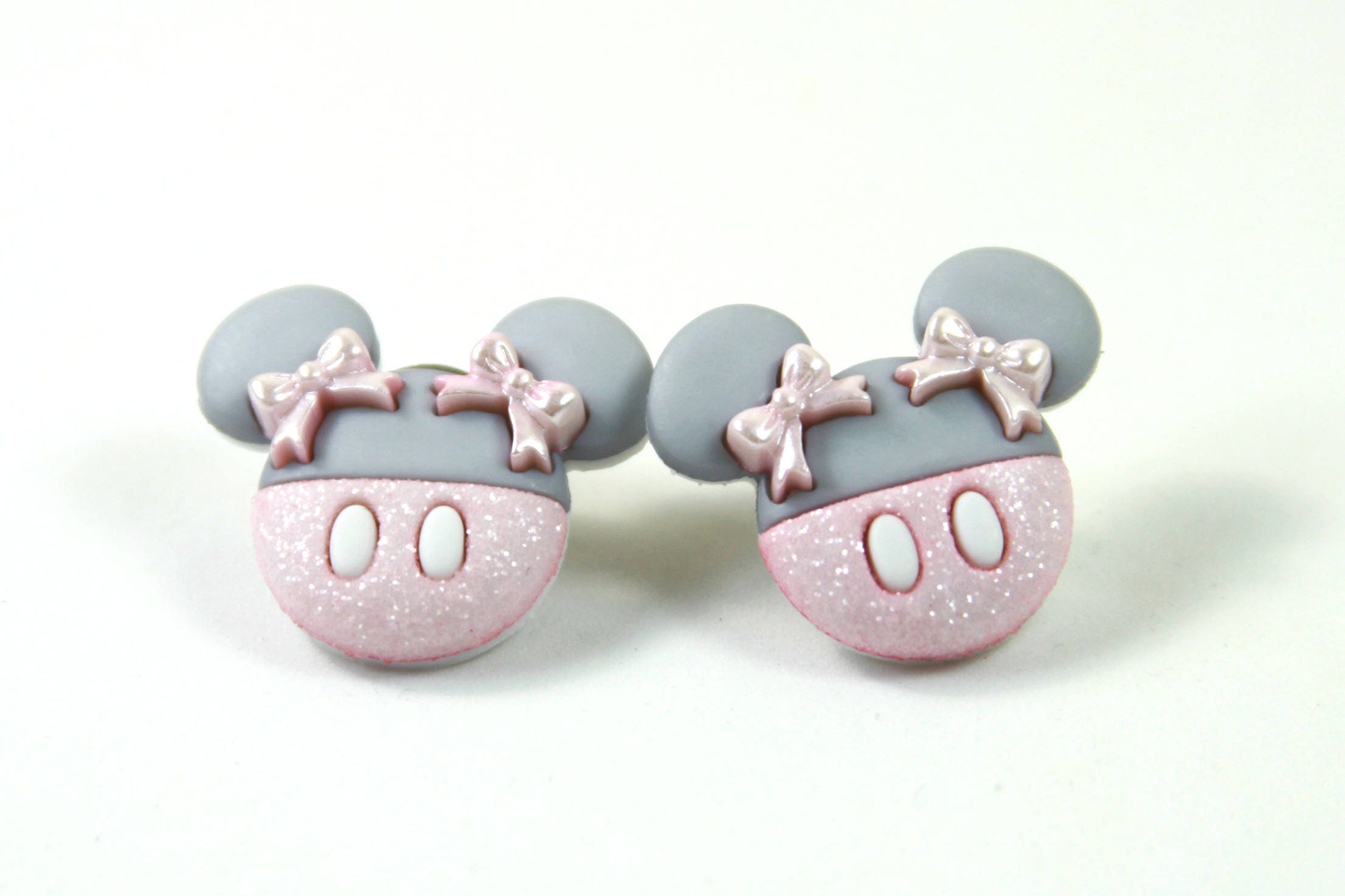 Boucles D'oreilles Minnie Mouse Plaquées Argent Avec Pierres Roses - Officiel Disney, Dans Son Emballage Cadeau