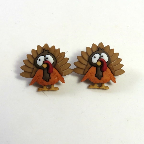 Turkey bird studs, turkey bird earrings, brown turkey earrings, Hen earrings, Chicken earrings, cute bird studs