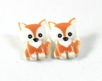 Fox earrings, Fox studs, Animal earrings, Cute fox studs, Cute earrings