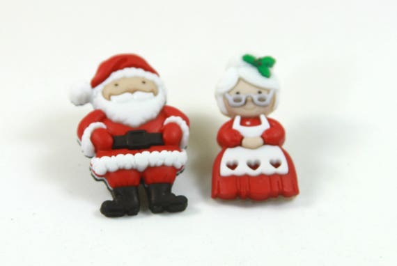 Santa earrings, Santa studs, Santa jewelry, Christmas earrings, Holiday earrings