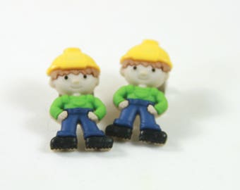 Arbeiter Ohrstecker, süße Arbeiter Ohrringe, Bau Arbeiter Ohrringe, süße Ohrstecker, kleine Junge Ohrstecker