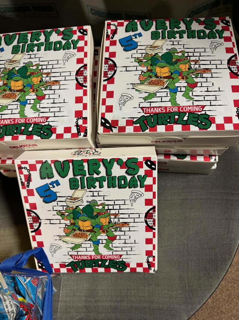 Custom Teenage Mutant Ninja Turtle Pizza Boxes Personalized Birthday ...