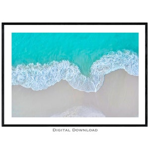 Hyams Beach Print (Digital Download) – Jervis Bay Aerial, White Sand Australian Coastal Wall Art, Turquoise Ocean Poster