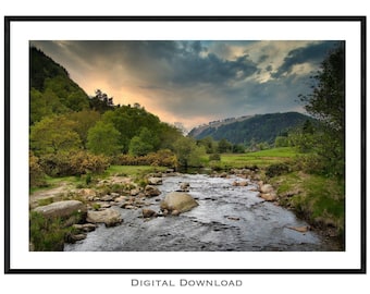 Impresión de Glendalough, Irlanda: Paisaje del condado de Wicklow (descarga digital)