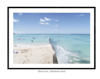 Waikiki Beach Printable Download | Hawaii Beach Print | Tropical Beach House Wall Decor