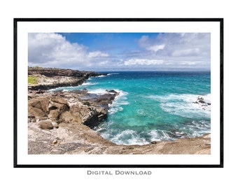 Maui Print, Hawaii Print, Maui Landscape Ocean Print, Maui Wall Art, Ocean Wall Print, Digital Download, Hawaiian Landscape, Coastal Decor