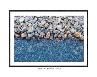 Ocean Print Seascape | Rocks Photo | Ocean Rock Wall Print | Coastal Decor | Digital Download | Printable Wall Art | Ocean Poster