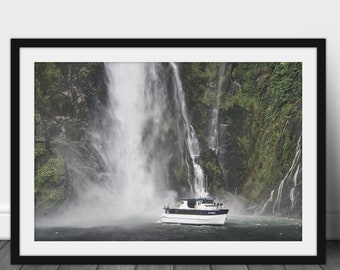 Milford Sound Waterfall Photo: New Zealand Landscape Print (Digital Download)