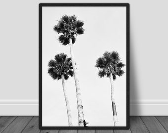 Black and White Palm Tree Print: Tropical Beach Wall Art (Digital Download)