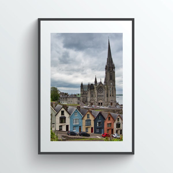 Ireland Print, St Colmans Cathedral Photograph, Church Print, Colorful Houses, Painted Ladies Print, Cohb Photo, Cork Ireland