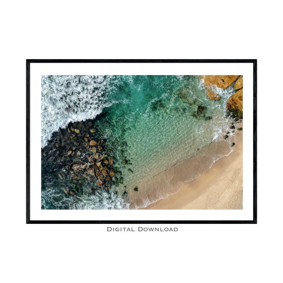 Aerial Drone Photo, Bronte Beach Print, DIGITAL DOWNLOAD, Sydney Australia Wall Art, Beach Decor