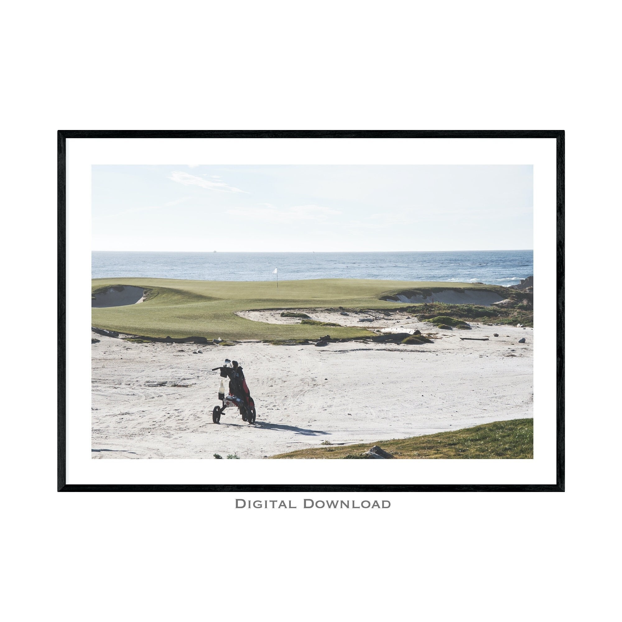 Pebble Beach Golf Course Print, Golfers Gift, Large Golf Printable Download, Golf Decor, Californian Wall Art, 17 Mile Drive Monterey