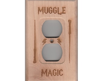 Wall Outlet Cover Muggle Magic Laser engraved.