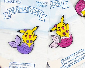 Mermaidchu Soft Enamel Pin - 2 pack - Dragchu Series 2