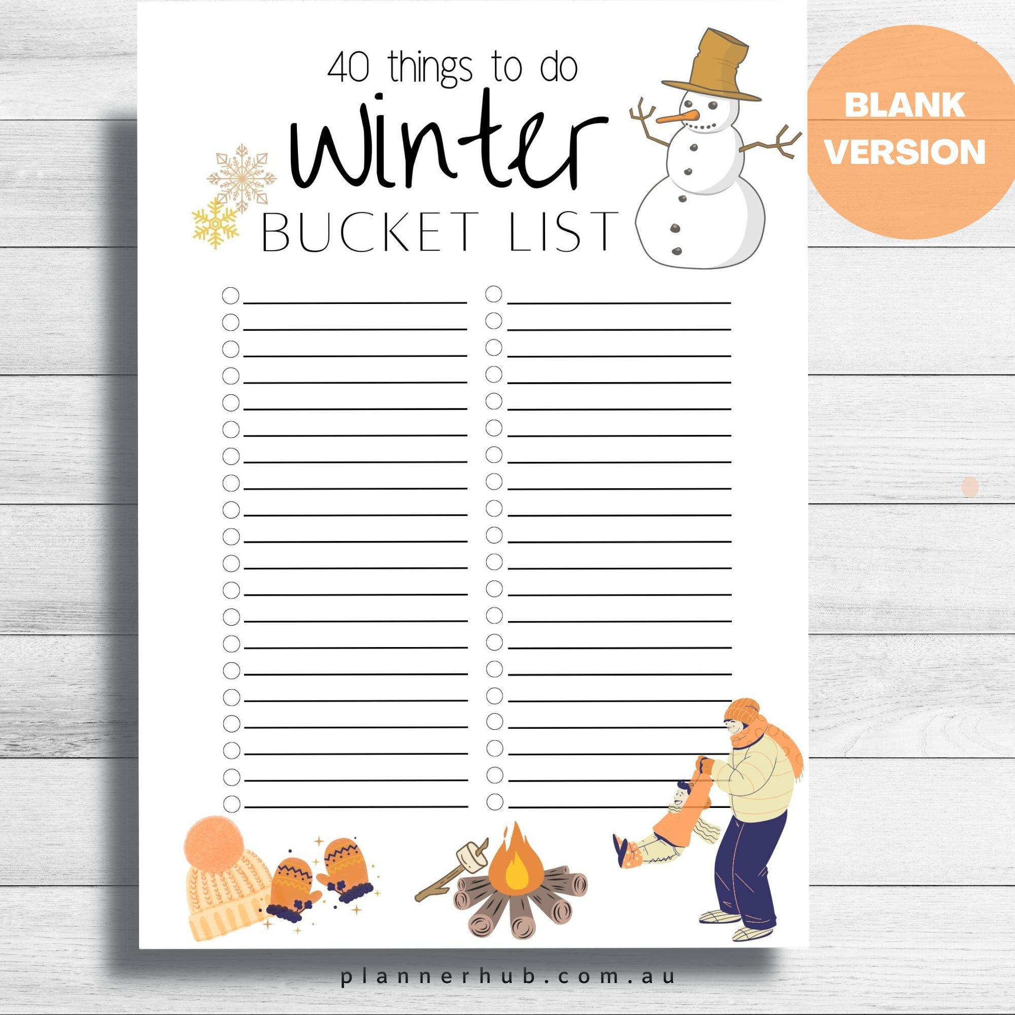 Winter Bucket List | Printable | Template | Instant Download | A4 ...