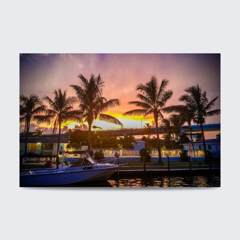 Fort Myers Bridge Sunset Digital Download Beach Photography Original Art Ocean Photography Palm Trees Sunset Prints Travel