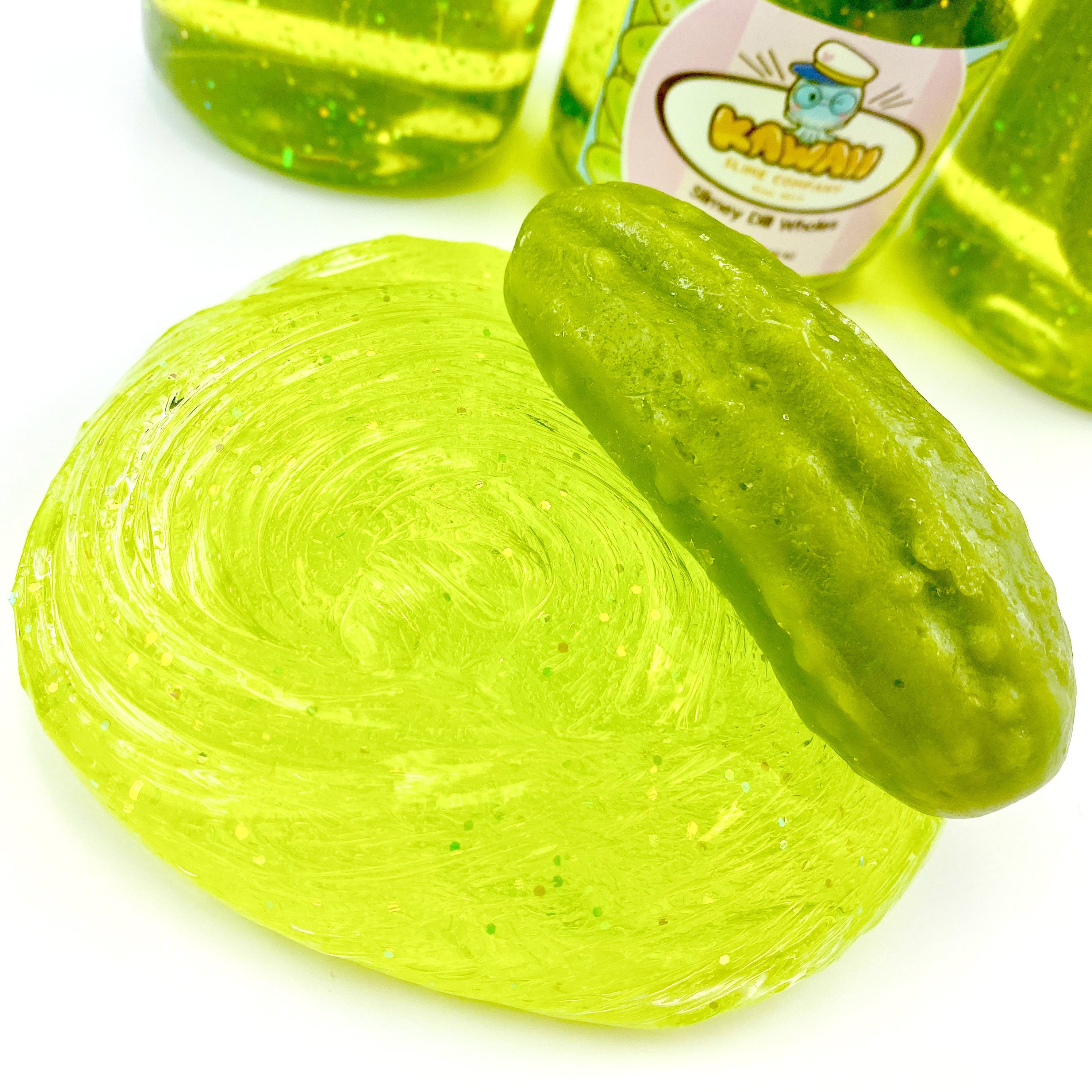 Shimmery Green Glitter Clear Slime Crunchy Dill Pickle Etsy