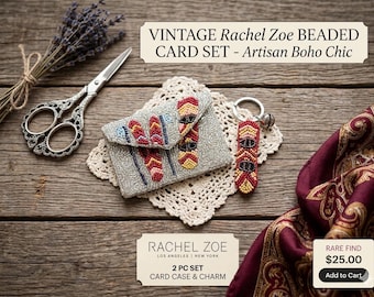 Rachel Zoe Beaded Card Case & Keychain Charm Set