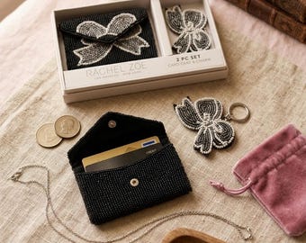Rachel Zoe Beaded Card Case & Keychain Charm Set
