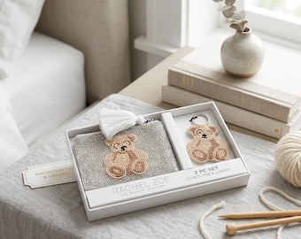 Rachel Zoe Beaded Teddy Bear Coin Purse Keychain Set • Hand-Beaded Silver Pouch Bag Charm