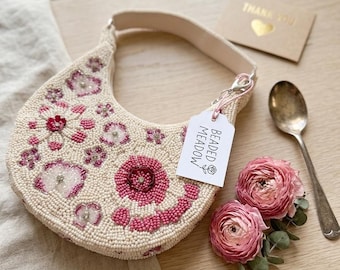 Bloom & Gleam Hand-Beaded Floral Garden Hobo Bag