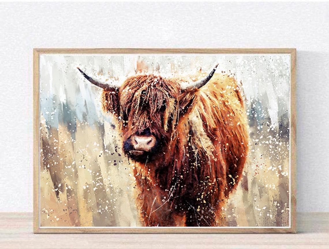 Highland Cow Wall Art Highland Cow Print Poster Farmhouse Etsy