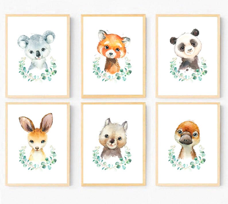 Neutral Nursery Decor Australian Baby Animal Print Set of 6 Etsy