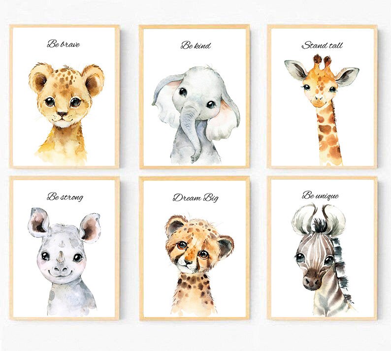 Safari Nursery Prints Baby Animal Prints Safari Nursery Decor Etsy