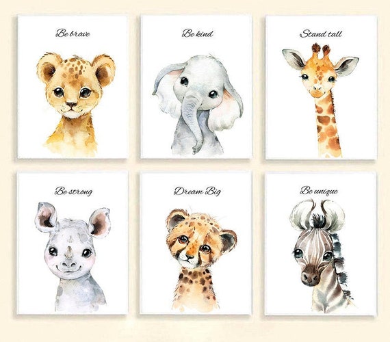 Safari Nursery Prints Baby Animal Prints Safari Nursery Decor Etsy