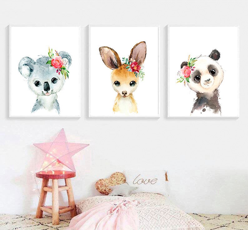 Nursery Print Girl Nursery Decor Australian Animal Print Baby Etsy