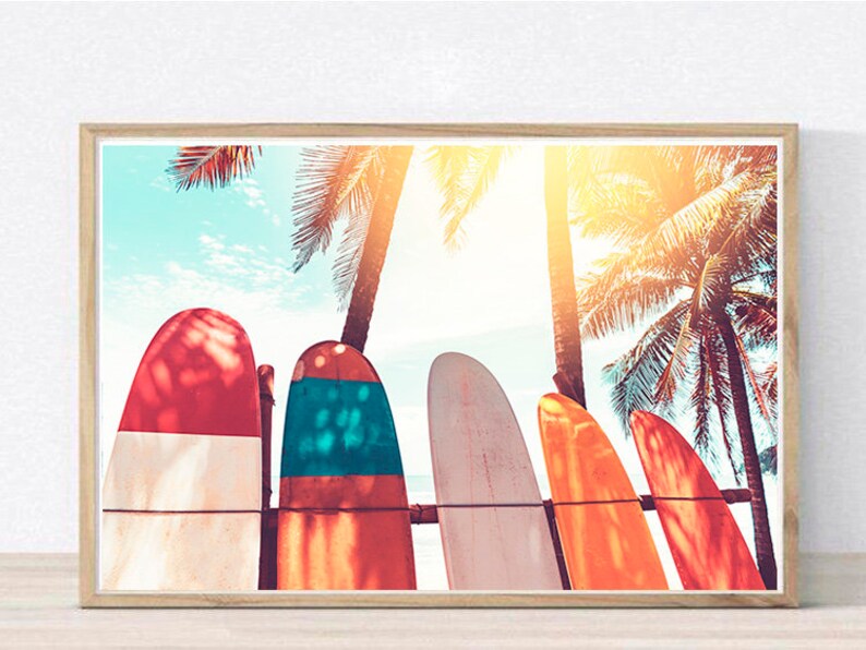 Surf Print Printable Surf Board Wall Art Surf Decor Vintage Etsy