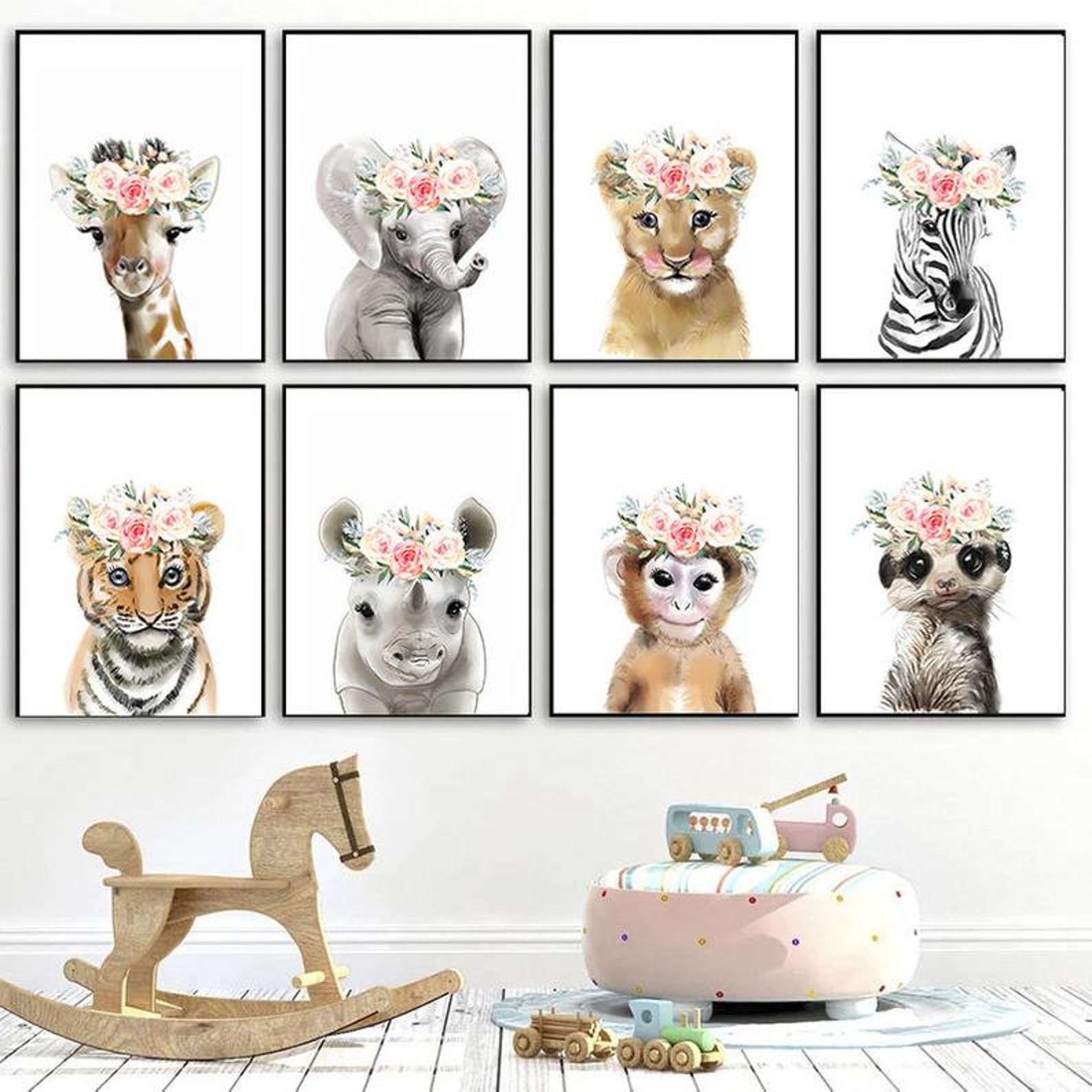Baby Animal Prints Set 8 PRINTABLE art Safari Animals Etsy