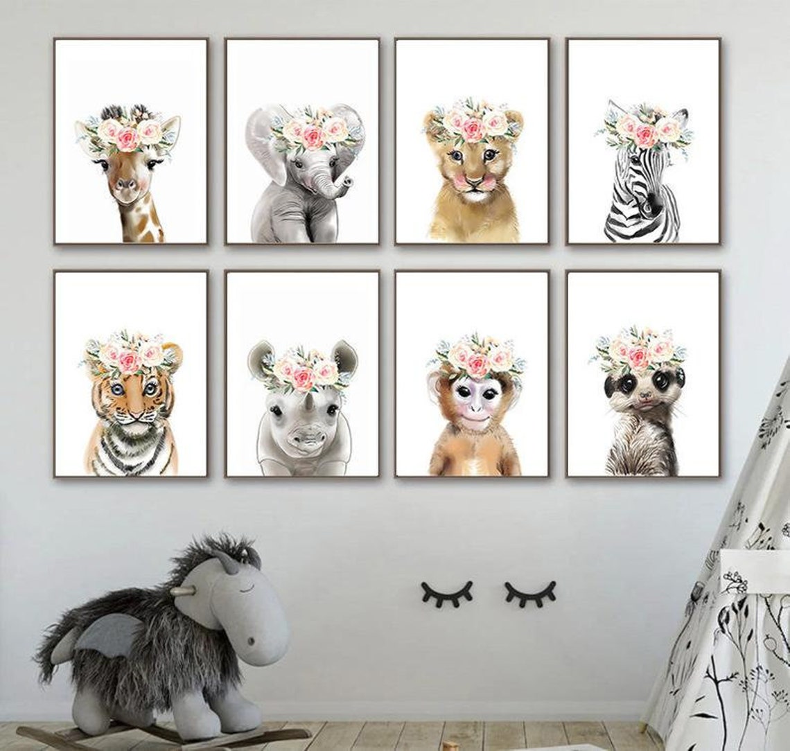 Baby Animal Prints Set 8 PRINTABLE art Safari Animals Etsy