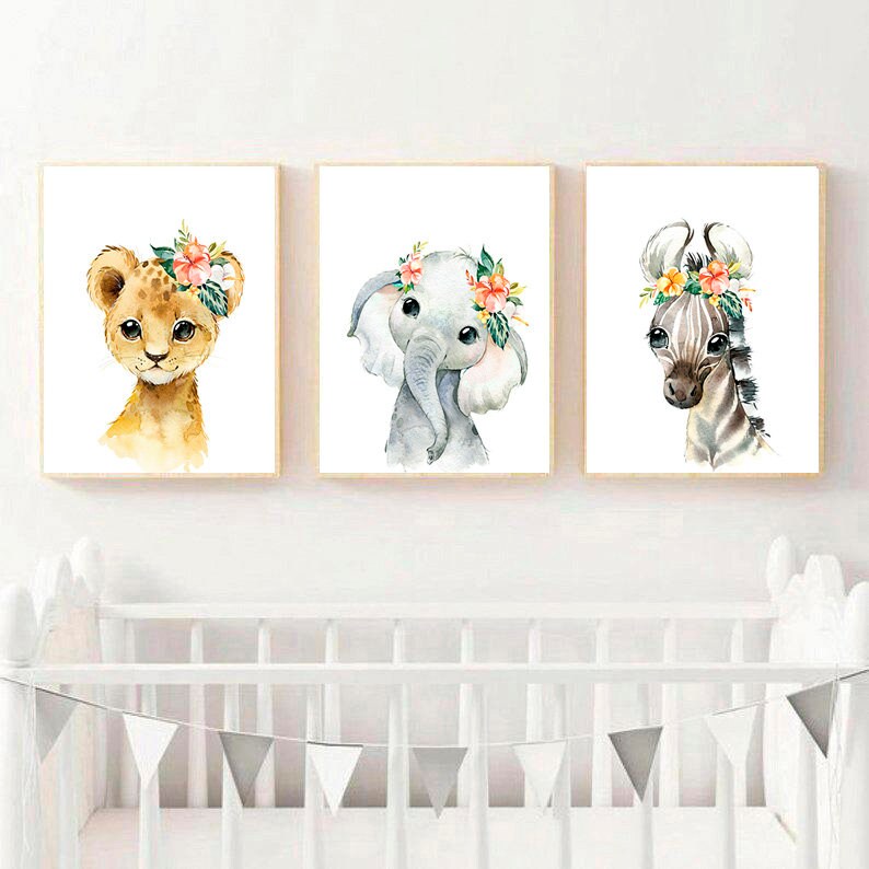 Watercolor Nursery Art Printables Watercolor Nursery Floral Etsy