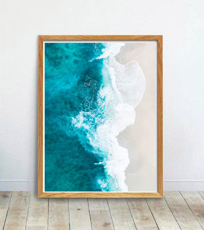 Aerial Ocean Photography Colorful Home and Wall Decor Bali Indonesia Art Print Digital Download