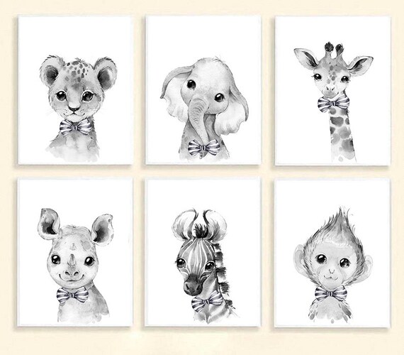 black and white nursery prints