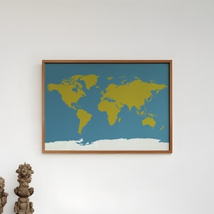 wereldkaart blauw/groen - muurkunst/poster/illustratie/kunst