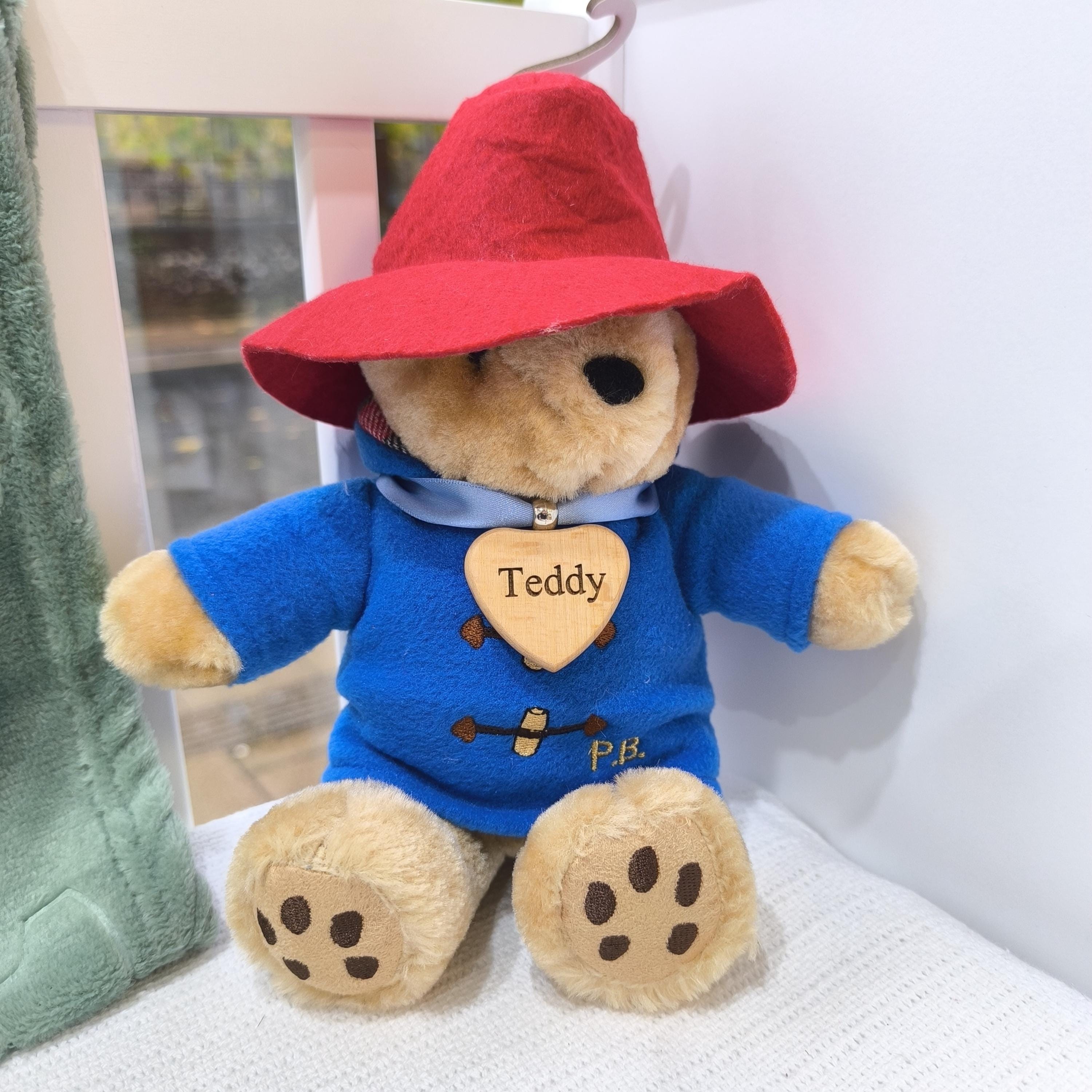 Personalised Paddington Bear Plush Toy: Laser Engraved Wooden