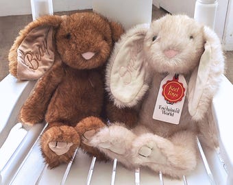 Personalised Bunny Plush Toy - Custom Embroidered Name  - Plushie Soft Toy for Kids - New Baby Gift - Keel Toys Eco Friendly