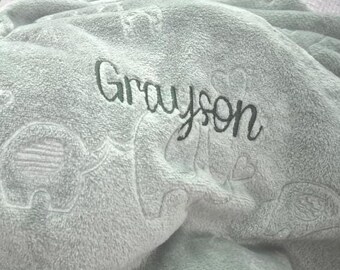 Sage Safari Animals Personalised Baby Blanket - Embroidered Name or Initials