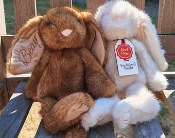Personalised Bunny Rabbit - Custom Stuffed Animal - Embroidered Name on the Ear - Plushie Soft Toy