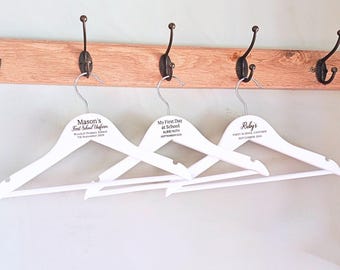 Personalised First School Uniform Hanger for Girls and Boys - Engraved Name - Back to School - Preschool Nursery Clothes