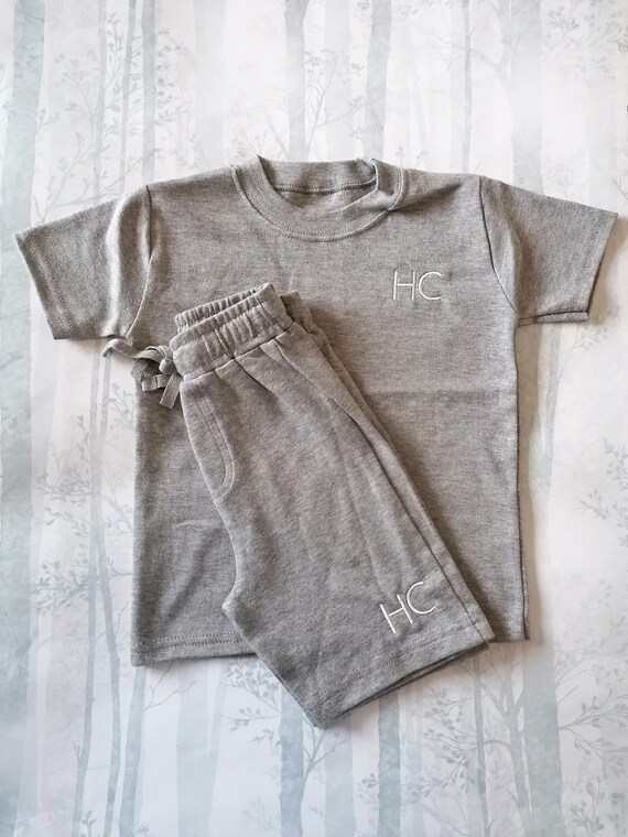 Personalised Kids TShirt and Shorts Set Embroidered Kids Etsy
