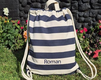 Personalised Boys Drawstring Bag for Sports, Embroidered PE Bag, Kids Nursery Bag, School Gym Sack, Custom Name Gift for Boys or Girls
