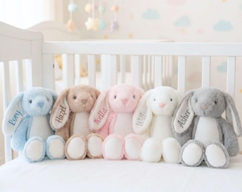 Personalised Bunny Soft Toy - Embroidered Name on The Ear - Perfect East Gift