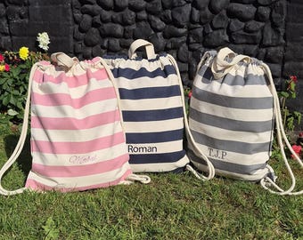 Personalised Drawstring Bag, Embroidered PE Bag, Kids Nursery Bag, School Gym Sack, Swim Bag, Custom Name Gift for Boys Girls