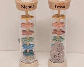 Personalised Rainmaker Toy for Baby and Children - Wooden Kids Toy - Musical Sensory Rattle