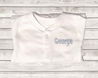 Personalised Babygrow with Name / Embroidered Name Sleepsuit / New Baby Gift Idea / Baby Surname / Baby Announcement Clothing